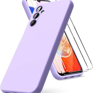 Capa de silicone líquido com películas de vidro temperado para Samsung Galaxy A14 - Proteção e Estilo