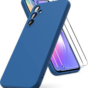 Capa Silicone Líquido com2 Películas Samsung Galaxy A54 Azul