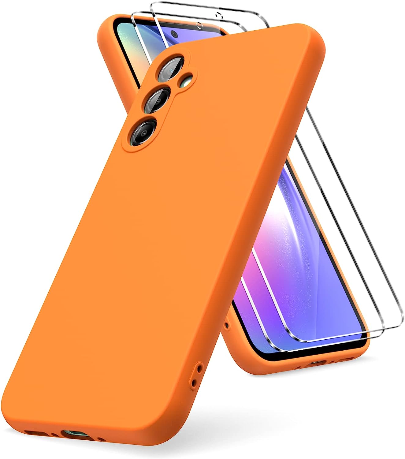Capa Silicone Líquido com 2 Películas Samsung Galaxy A34 Laranja