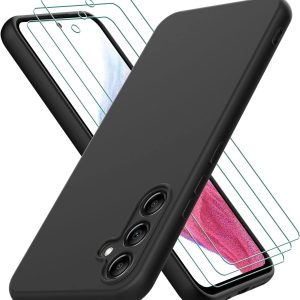 Capa Silicone com 3 Películas Samsung Galaxy A54 Preto