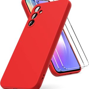 Capa Silicone Líquido com2 Películas Samsung Galaxy A54 Vermelho