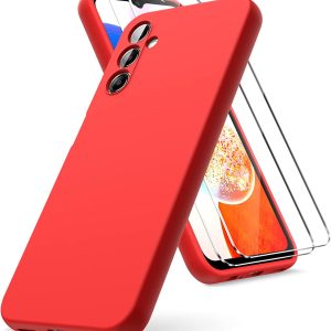 Capa de silicone líquido com películas de vidro temperado para Samsung Galaxy A14 - Proteção e Estilo