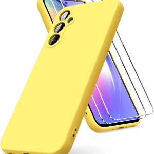 Capa Silicone Líquido com2 Películas Samsung Galaxy A54 Amarelo