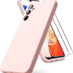 Capa de silicone líquido com películas de vidro temperado para Samsung Galaxy A14 - Proteção e Estilo