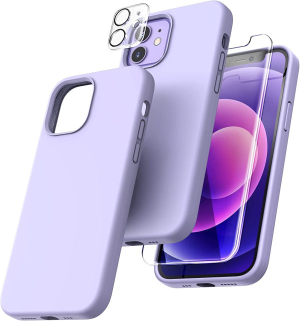 Capa Silicone Lilás iPhone 14 Plus com 1 película vidro temperado 1 película camera 29311